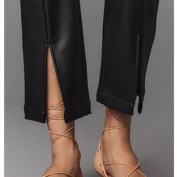 NWT Maeve by Anthropologie Split-Front Faux Black Leather Pull-on Pants Size M - Picture 4 of 13